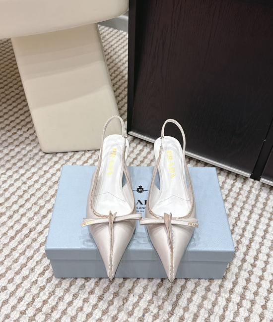 Prada Vintage Pointed-toe High-heeled Slippers with Bow Detail