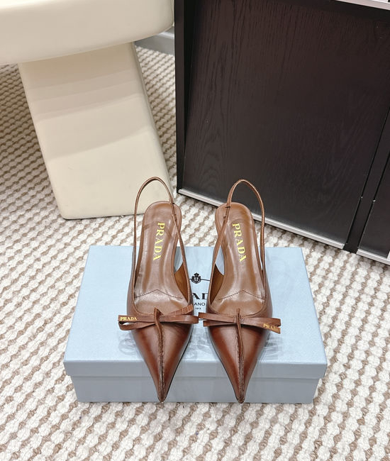 Prada Vintage Pointed-toe High-heeled Slippers with Bow Detail