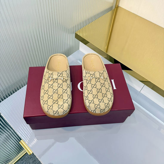 Gucci Suede Flat Mules with Classic Metal Hardware