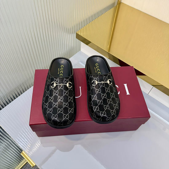 Gucci Suede Flat Mules with Classic Metal Hardware