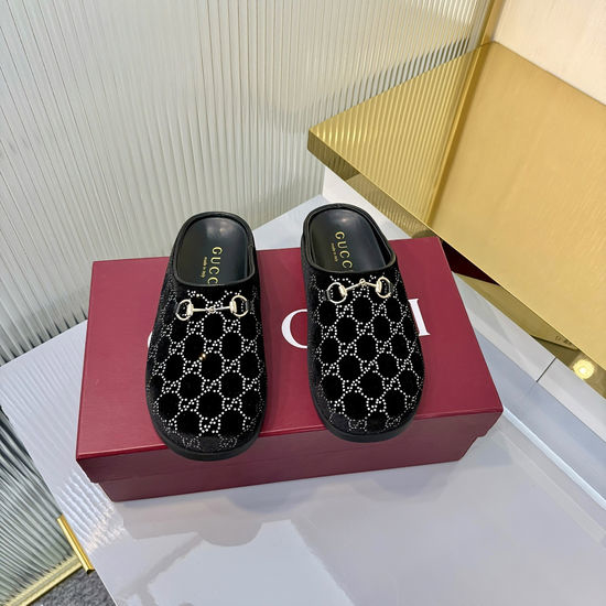 Gucci Horsebit Decor Suede Leather Flat Mule Slippers