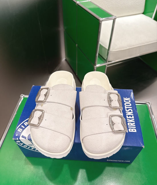 Birkenstock Suede Adjustable Buckle Platform Clog Mules Shoes