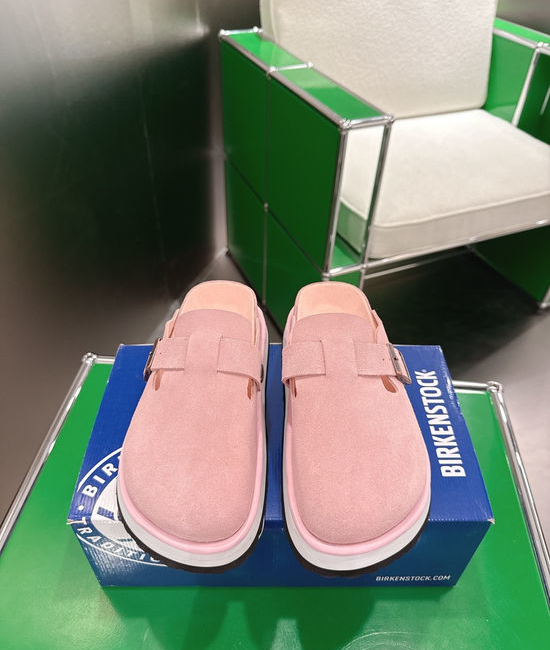 Birkenstock Suede Adjustable Buckle Platform Clog Mules Shoes
