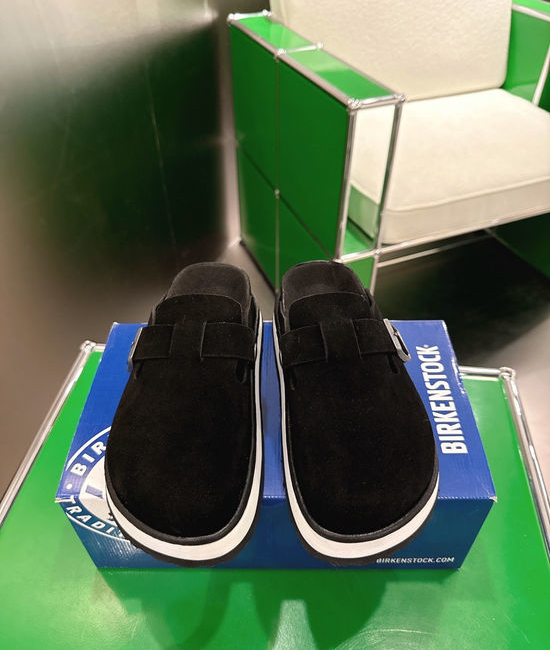 Birkenstock Suede Adjustable Buckle Platform Clog Mules Shoes