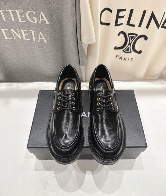 Chanel Thick Sole Lace-up Loafers Decorative Metal Buckle Casual Footwear