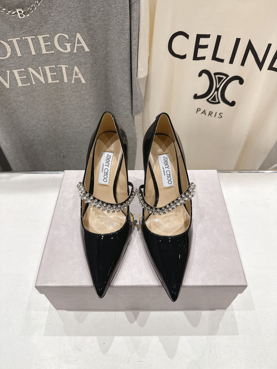 Jimmy Choo Pointed Toe Block Heel Mary Jane Pumps Classic Style
