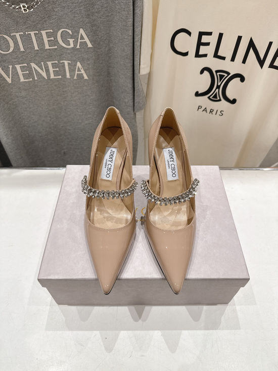 Jimmy Choo Pointed Toe Block Heel Mary Jane Pumps Classic Style