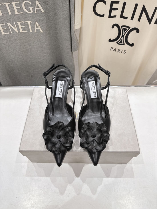 Jimmy Choo Pointed Toe Block Heel Dress Sandals