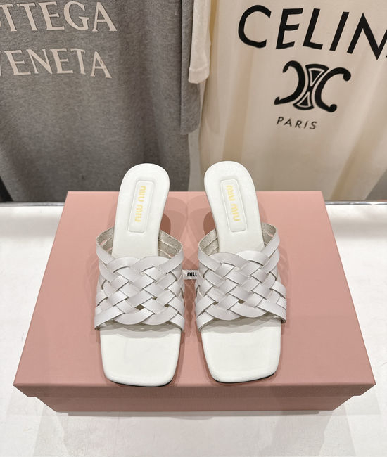 Miu Miu Cowhide Upper High Heel Sandals With Leather Sole