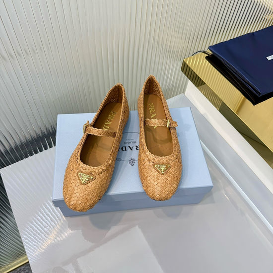 Prada Hand-Woven Ballet Flat with Leather Lining