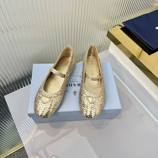 Prada Hand-Woven Ballet Flat with Leather Lining