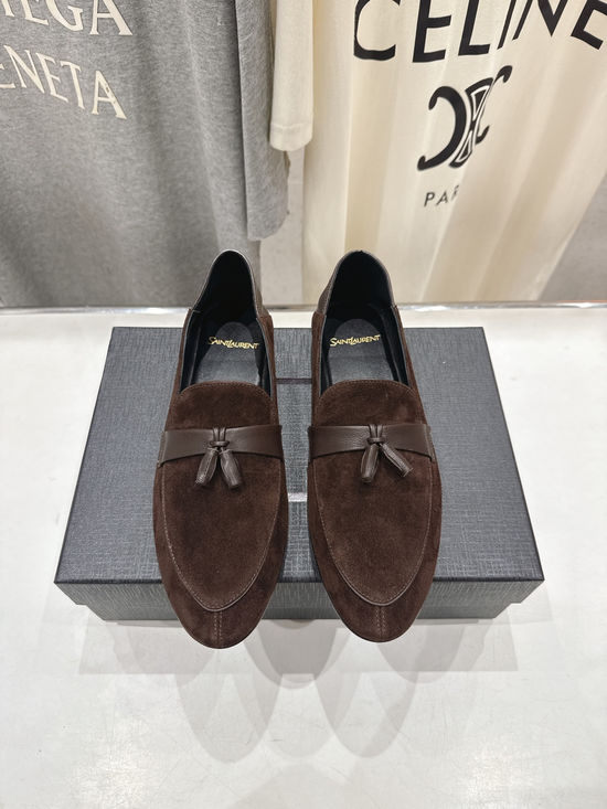Yves Saint Laurent Genuine Leather Slip-On Loafer Comfort Flat Shoes