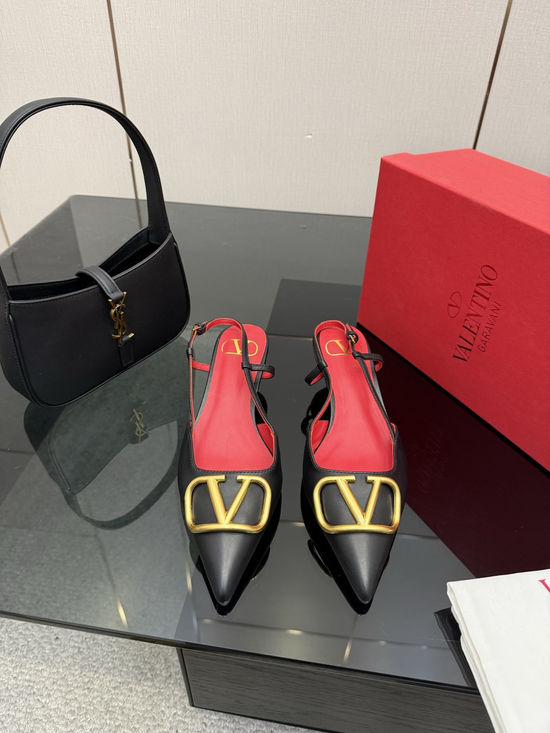 Valentino Bow Decor Low Heel Sandals Soft Sheepskin Insole Comfortable
