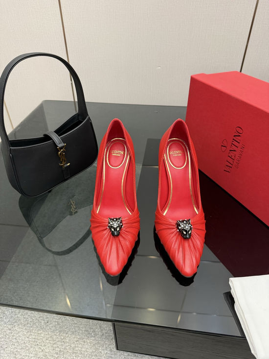 Valentino Bowknot Design Sheepskin Lined Casual Comfortable Pumps