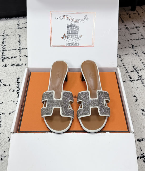 Hermes Embellished High Heel Slide Sandals Premium Quality