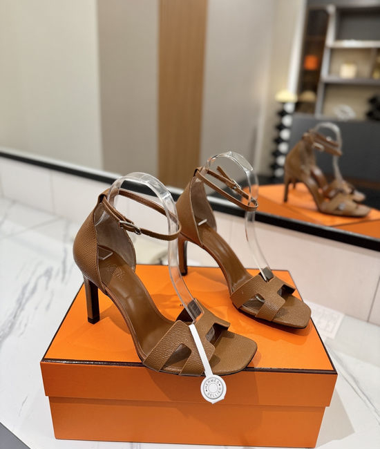 Hermes Elegant Palm Grain Leather High Heel Dress Shoes