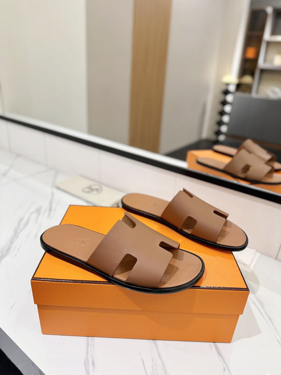 Hermes Classic Premium Leather Comfortable Slide Sandals