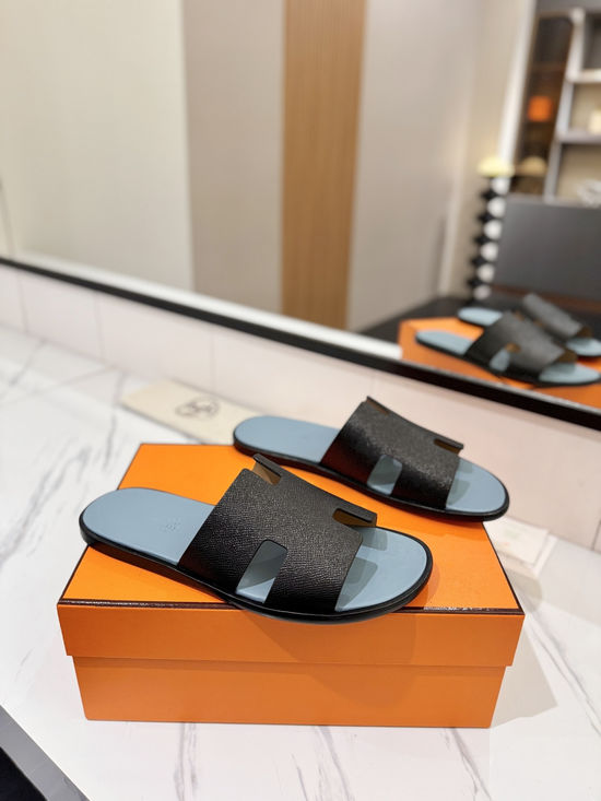Hermes Classic Epsom Leather Comfortable Slide Sandals