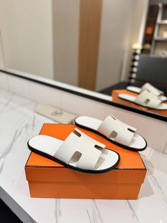Hermes Classic Epsom Leather Comfortable Slide Sandals