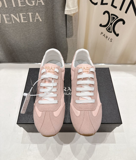 Prada Soft Sole Suede Lace-Up Casual Comfort Sneakers