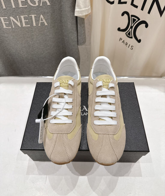 Prada Soft Sole Suede Lace-Up Casual Comfort Sneakers