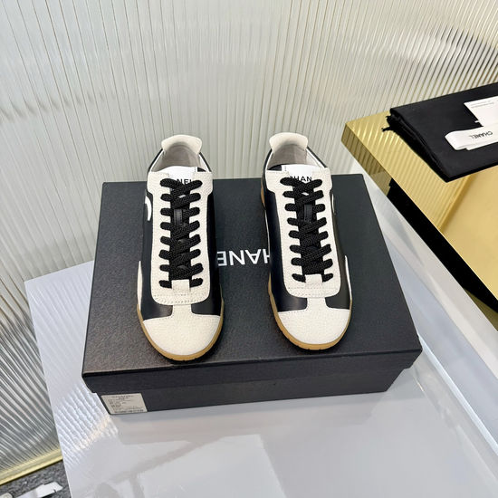 Chanel Elevated Sole Panda Color Leather Sneakers