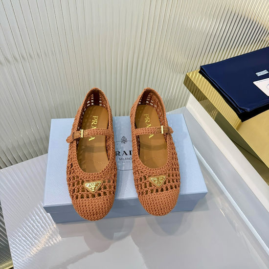 Prada Hand Woven Flats With Soft Leather Lining