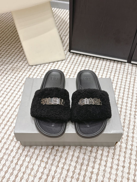 Balenciaga Plush Fleece Lined Warm Non-slip Indoor Outdoor Slippers