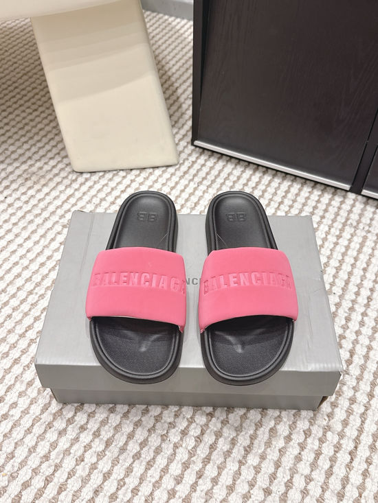 Balenciaga Rubber Sole Soft Fabric Upper Casual Slip-on Slides