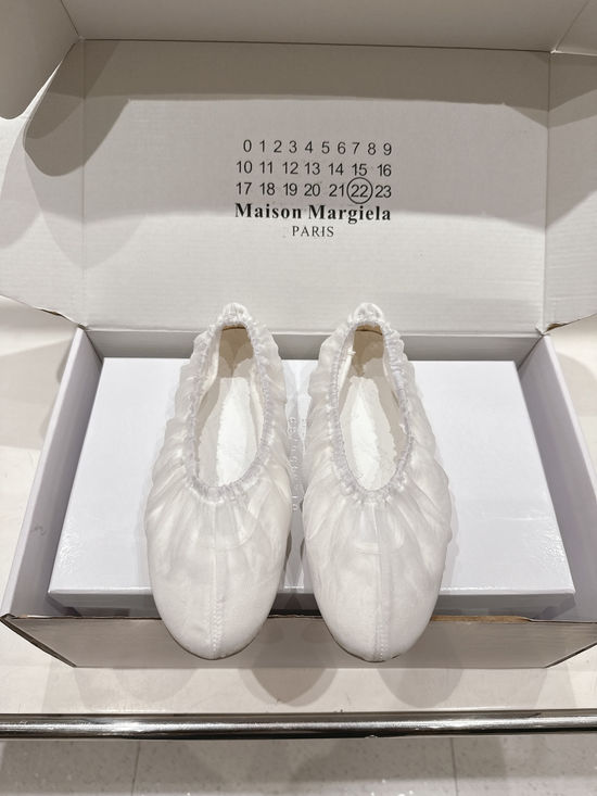 Maison Margiela Silk Fabric Ruched Elastic Mary Jane Ballet Flats