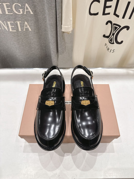 Miu Miu Leather Embellished Backless Loafer Slides