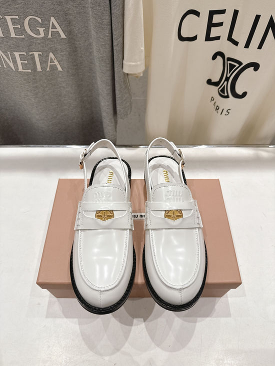 Miu Miu Leather Embellished Backless Loafer Slides