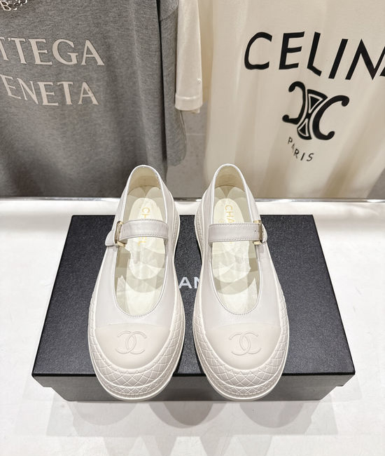 Chanel Chunky Sole Round Toe Leather Mary Jane Shoes