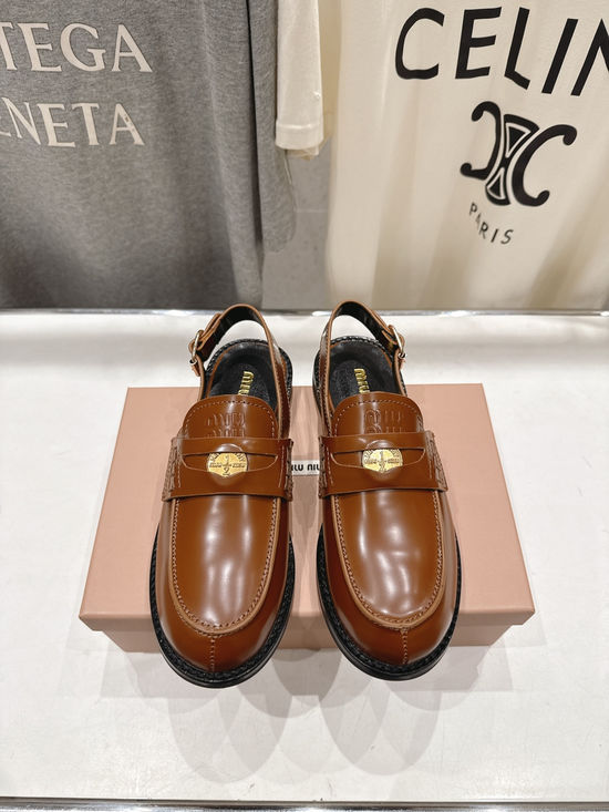 Miu Miu Leather Embellished Backless Loafer Slides