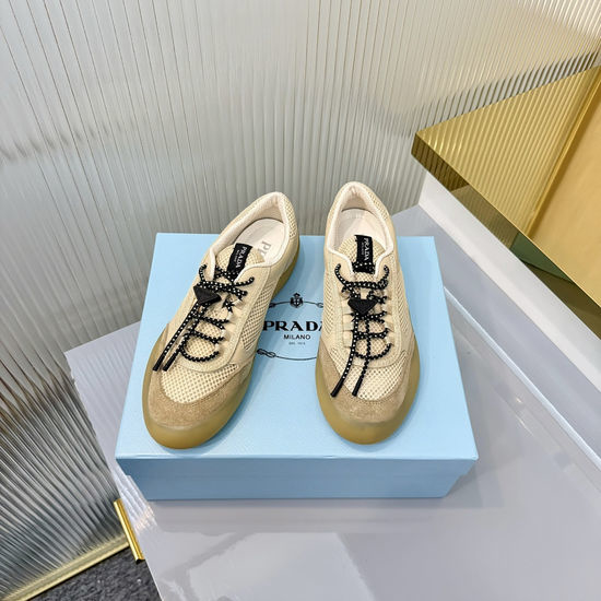 Prada Vintage Printed Canvas Thick Sole Casual Sneakers