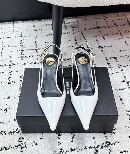 Yves Saint Laurent YSL Pointed Toe Leather Backless Sandals Comfortable Fashion Shoes