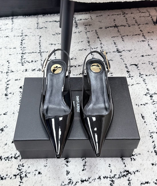Yves Saint Laurent YSL Pointed Toe Leather Backless Sandals Comfortable Fashion Shoes
