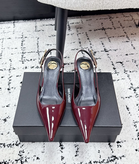 Yves Saint Laurent YSL Pointed Toe Leather Backless Sandals Comfortable Fashion Shoes