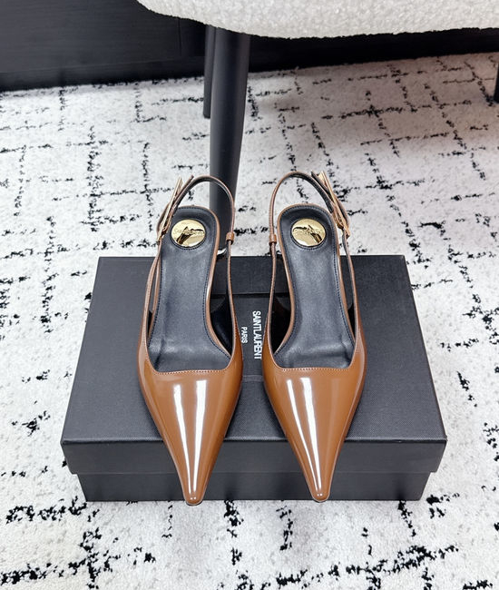 Yves Saint Laurent YSL Pointed Toe Leather Backless Sandals Comfortable Fashion Shoes