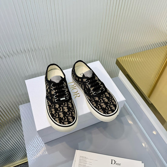 Christian Dior Vintage Printed Canvas Lace-up Casual Sneakers