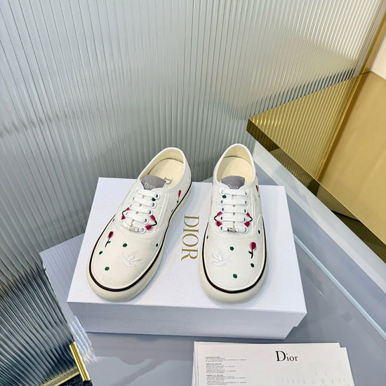Christian Dior Vintage Printed Canvas Lace-up Casual Sneakers