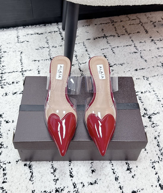 Alaia Pointed Toe PVC Heart Wedge Heel Slide Sandals