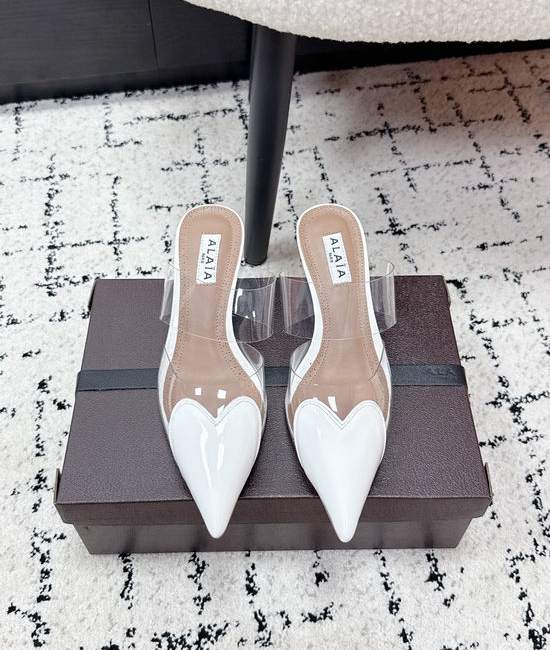 Alaia Pointed Toe PVC Heart Wedge Heel Slide Sandals