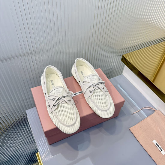 Miu Miu Breathable Mesh Bow Slip On Casual Loafers