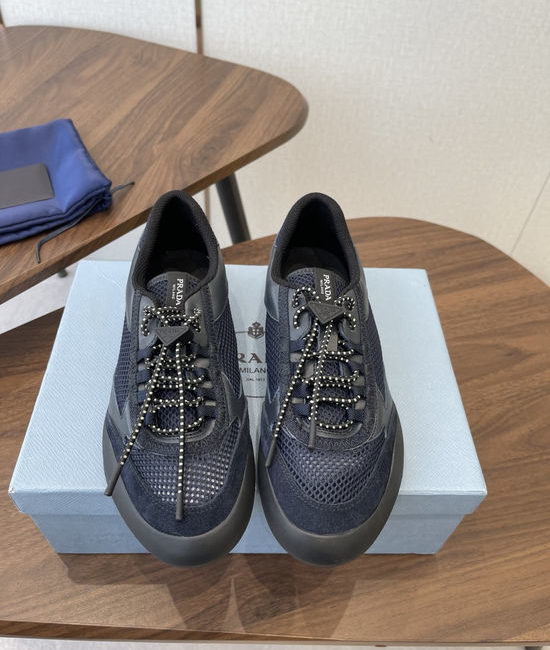 Prada Vintage Leather Mesh Breathable Versatile Daily Training Shoes