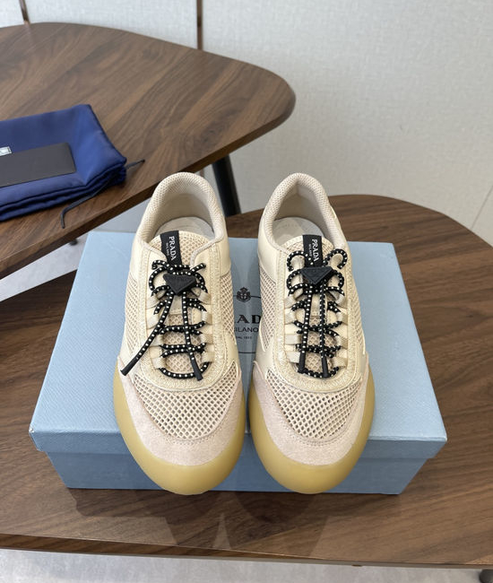 Prada Vintage Leather Mesh Breathable Versatile Daily Training Shoes