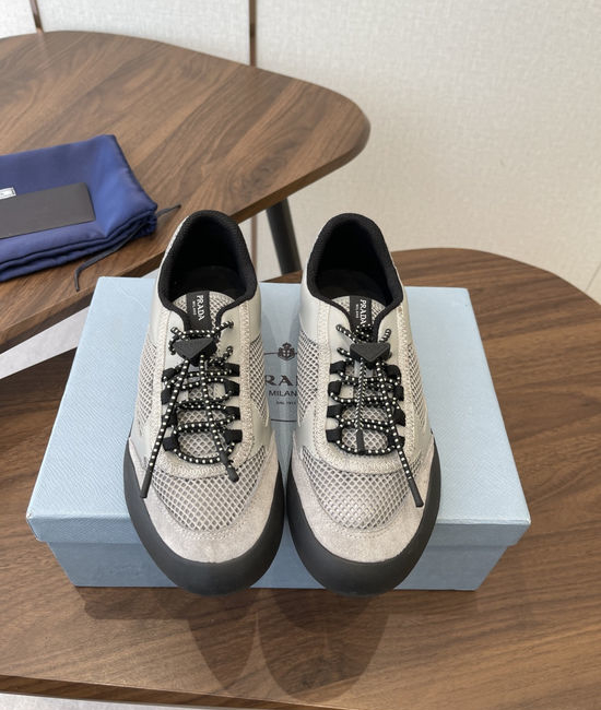 Prada Vintage Leather Mesh Breathable Versatile Daily Training Shoes