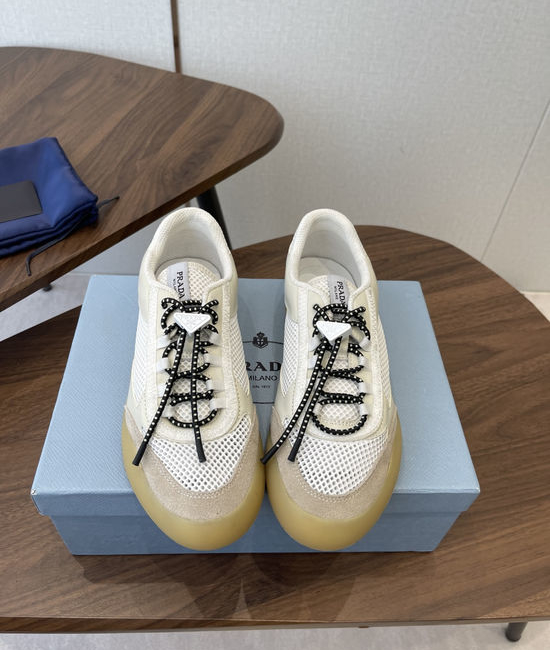Prada Vintage Leather Mesh Breathable Versatile Daily Training Shoes