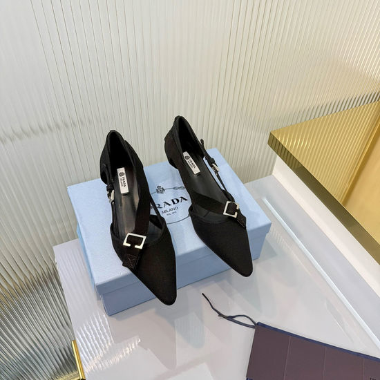 Prada Square Toe Block Heel Backless Sandals Premium Quality