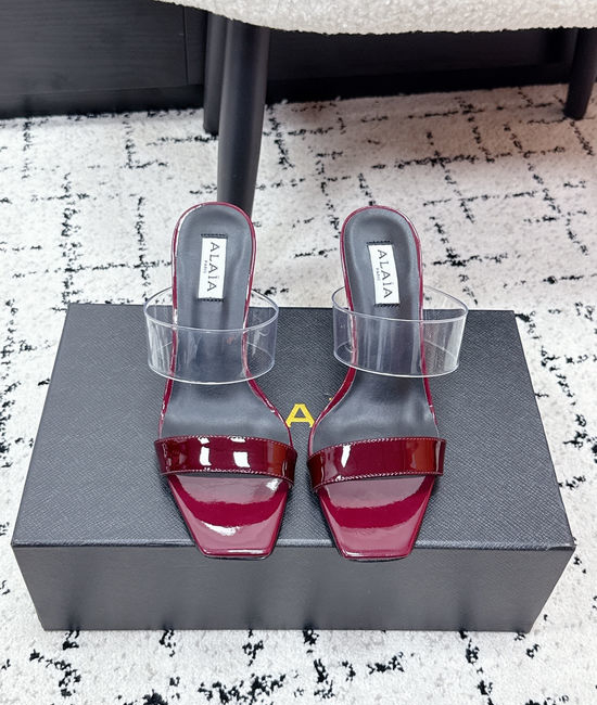 Alaia PVC Heart Decor Stiletto Heel Open Toe Mules
